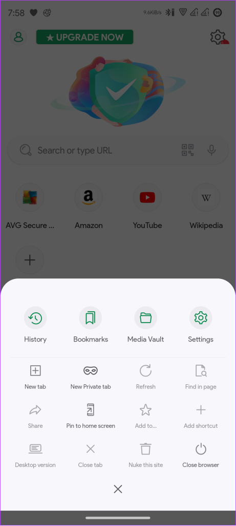 AVG browser in Android