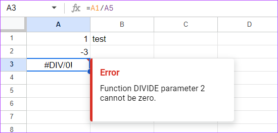 #DIV/0! error Google Sheet