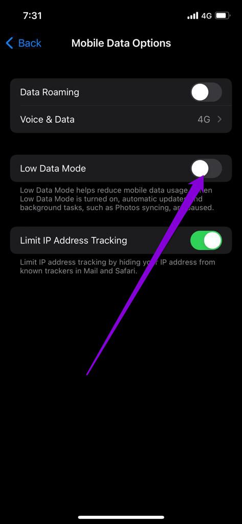 Disable Low Data Mode Cellular