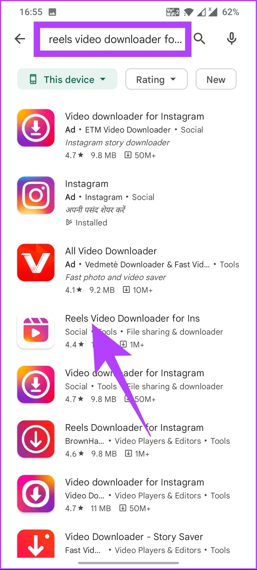 search Reels Video Downloader for Ins