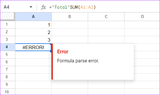 Formula parse #Error! example 2