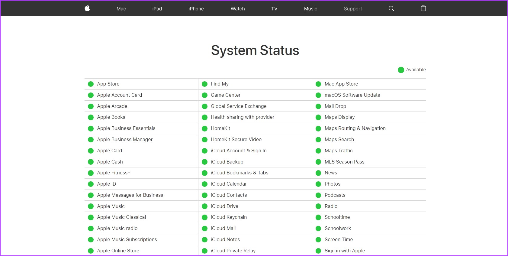 Check Apple Music server status