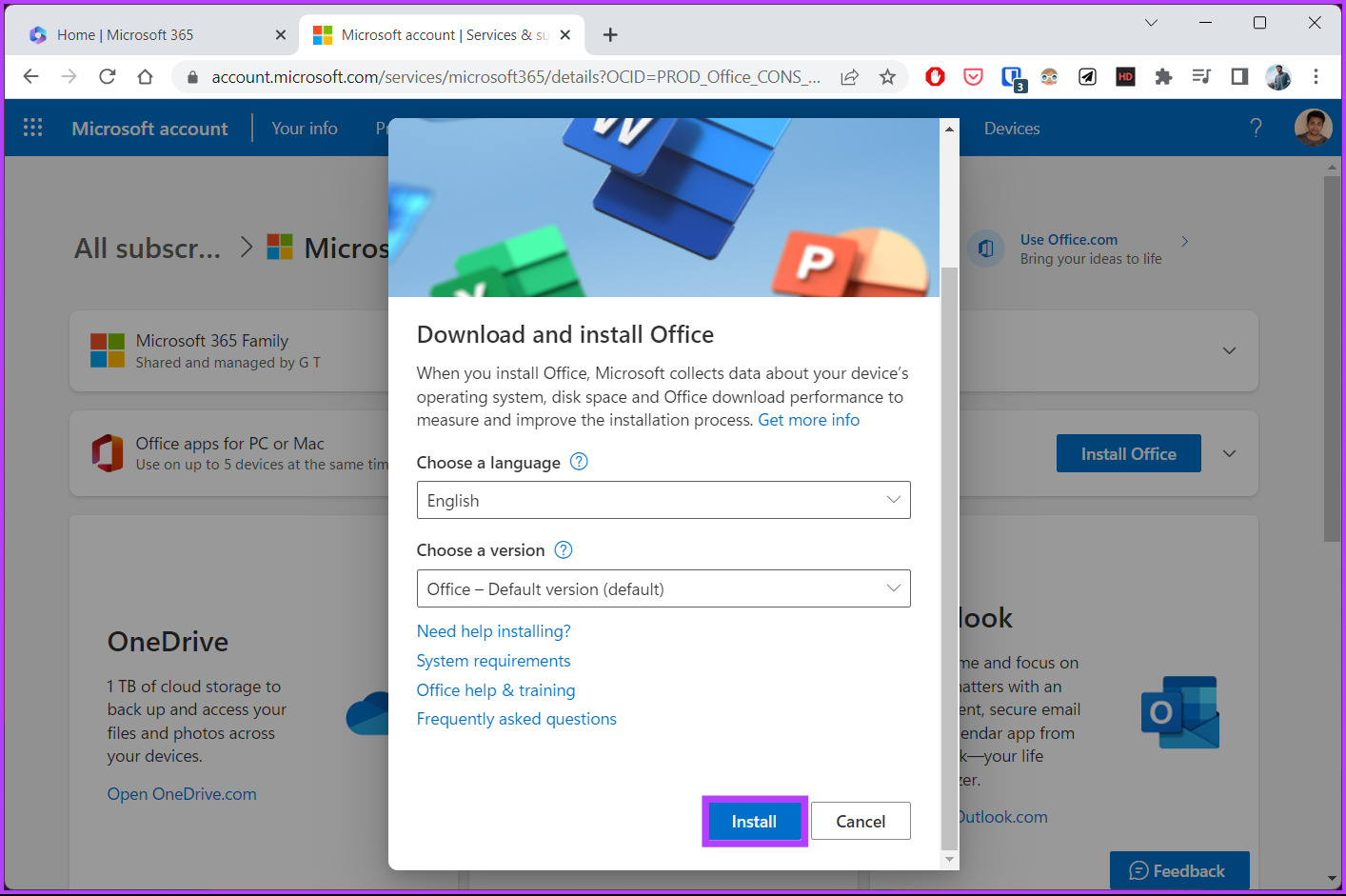 install the latest version of Microsoft Office