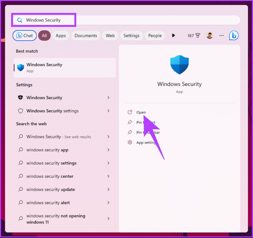 type Windows Security