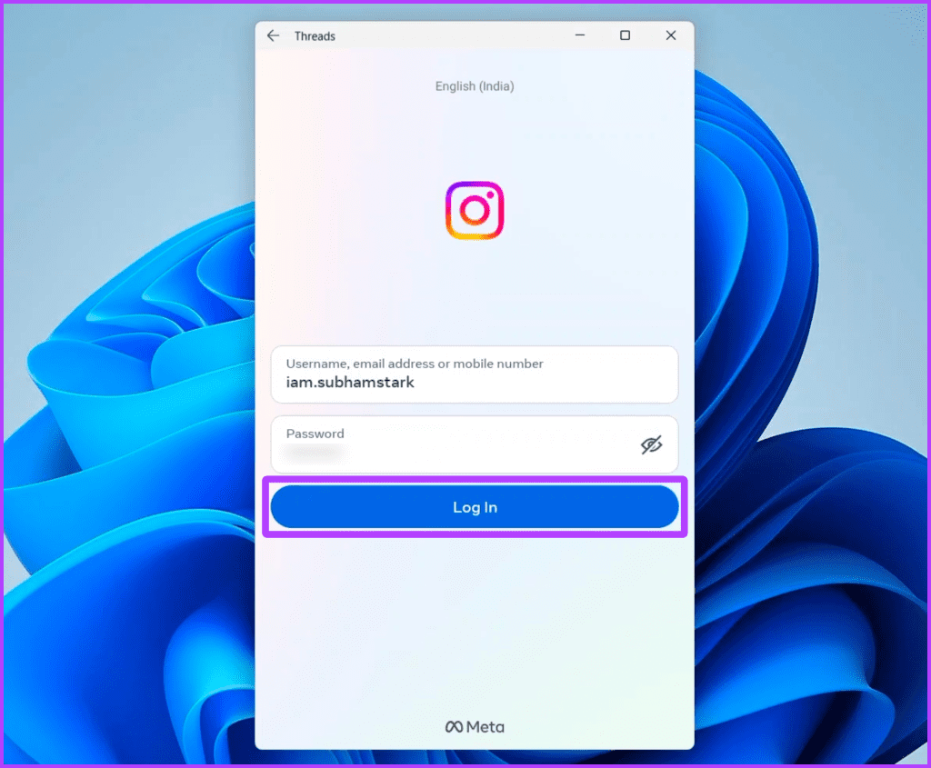 Login to Threads with your Instagram account
