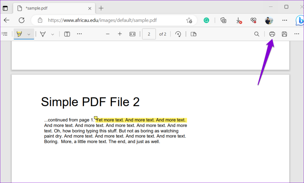 Print Edited PDF Using Microsoft Edge's Built-In PDF Editor