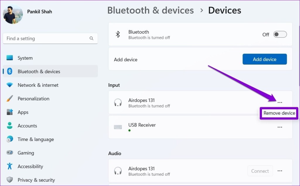 Remove Bluetooth Device from Windows 11