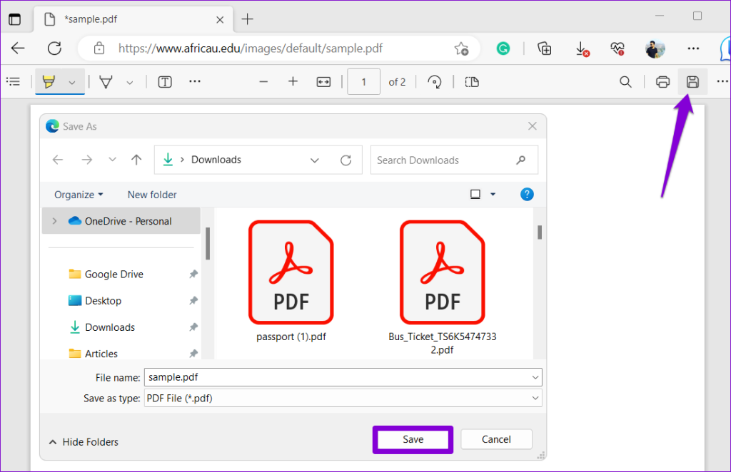 Save Edited PDF Using Microsoft Edge's Built-In PDF Editor