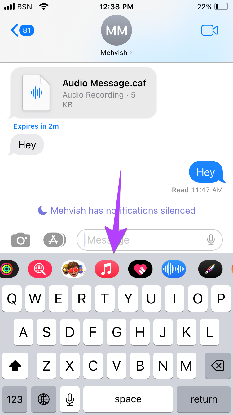 See iMessage Dock apps on iPhone