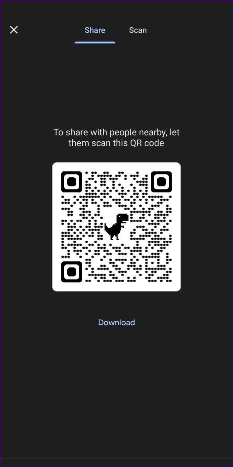Share Link as QR Code on Chrome for Mobile