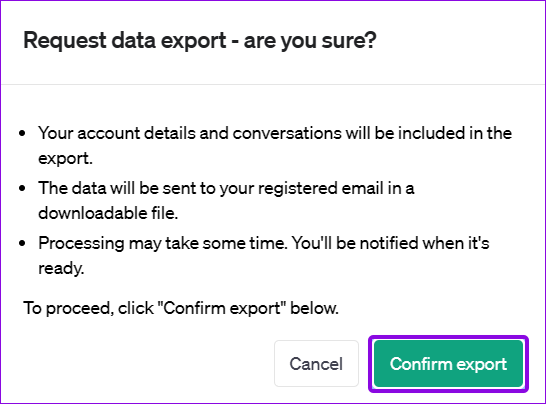 choose confirm export
