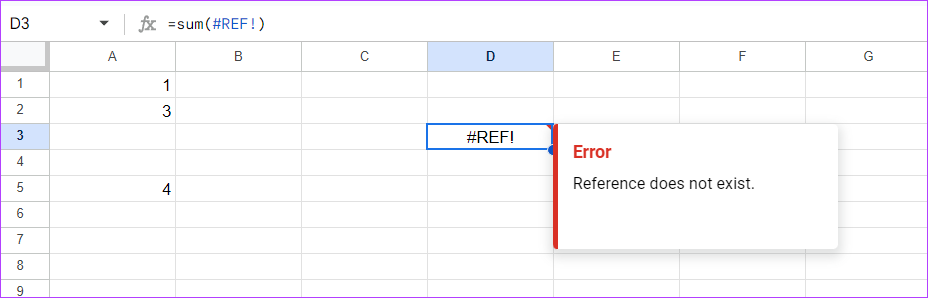 reference error example #REF!
