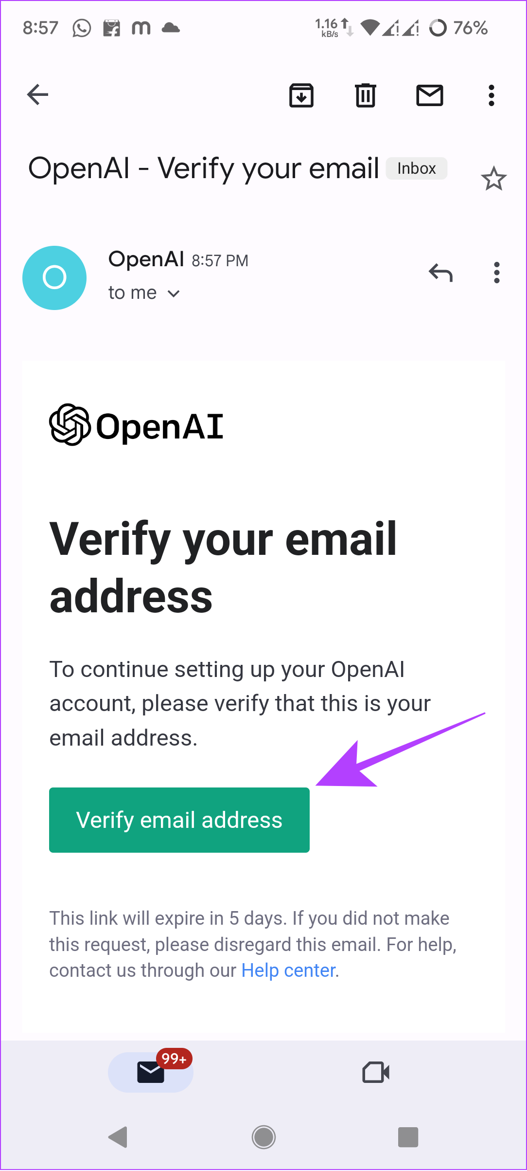 verify email to create a ChatGPT account