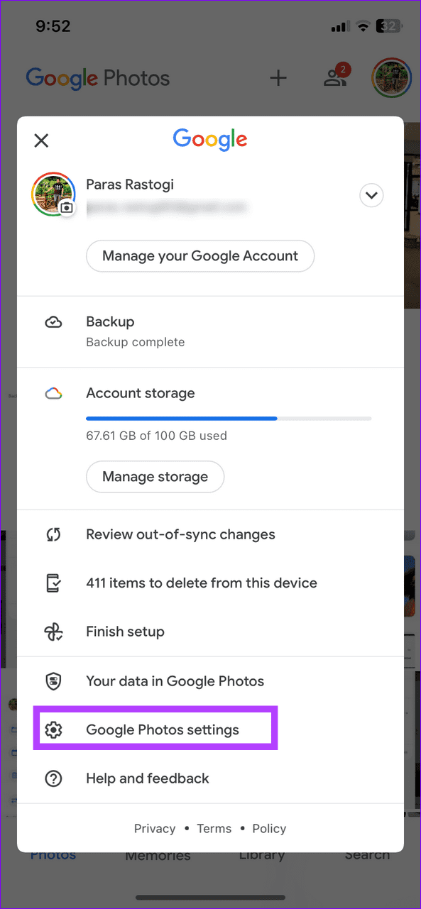 1 iOS google Photos settings