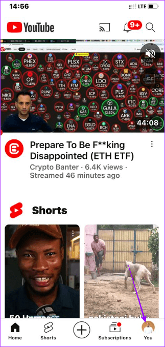 1. Profile icon youtube mobile