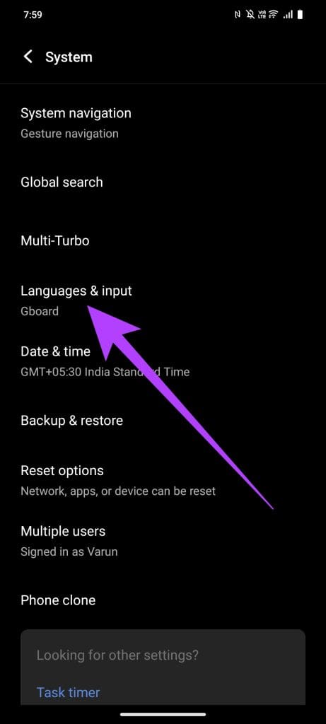 1. Settings System Language input