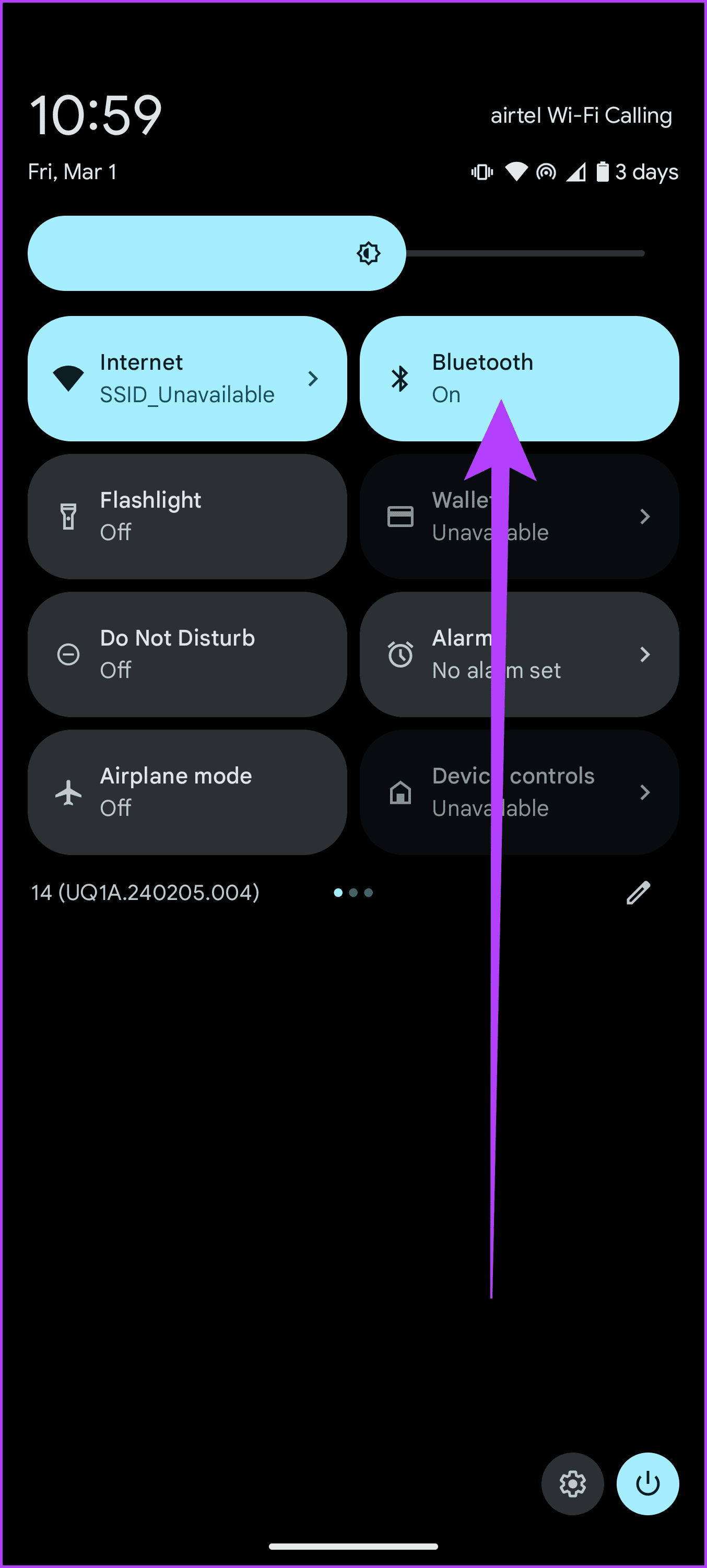1.2 swipe down from the top of the screen to access the Quick Settings panel and tap the Bluetooth icon to turn it on