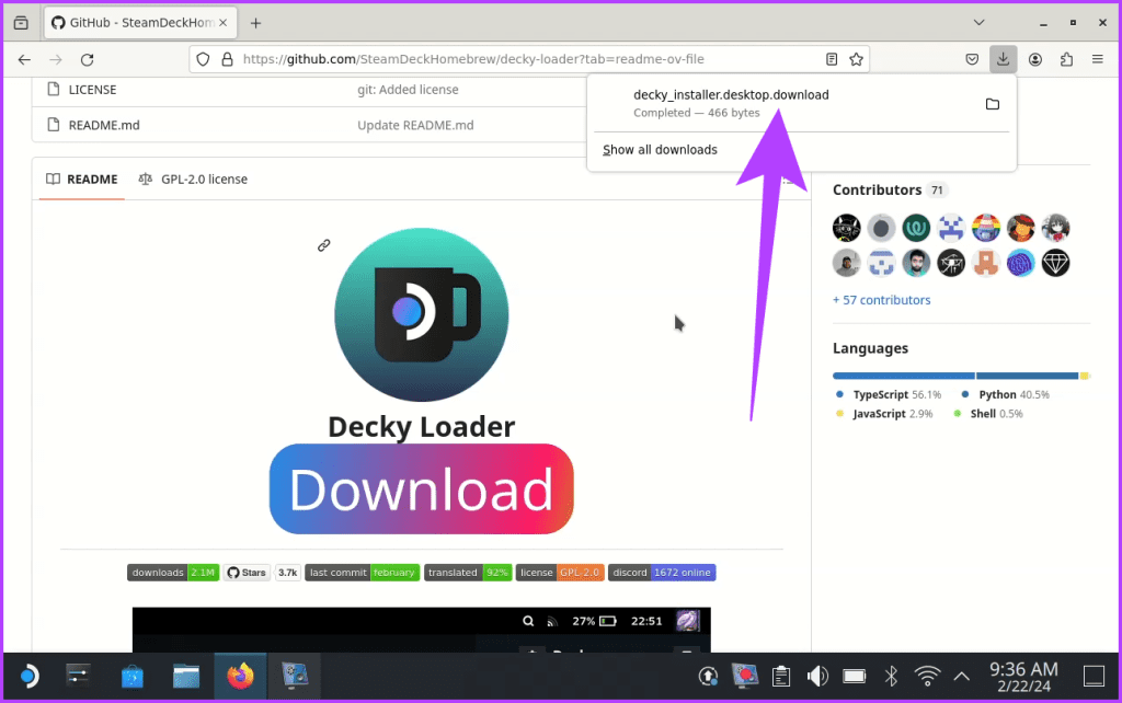1.4 This should download the decky_installer.desktop.download file to your system