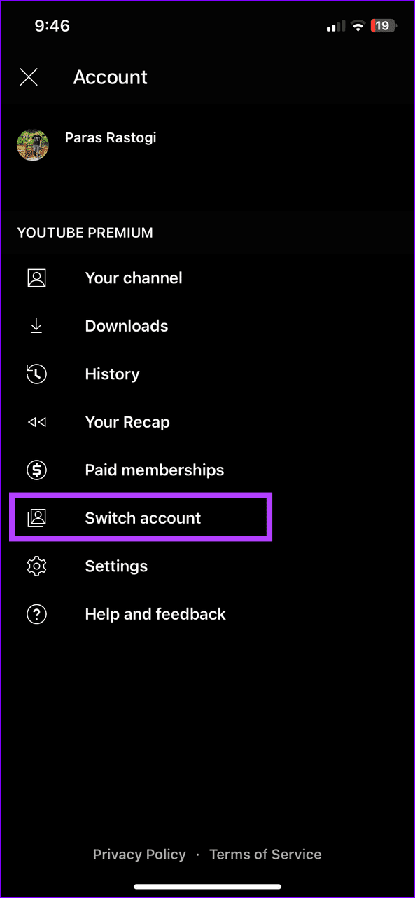 10 select switch account