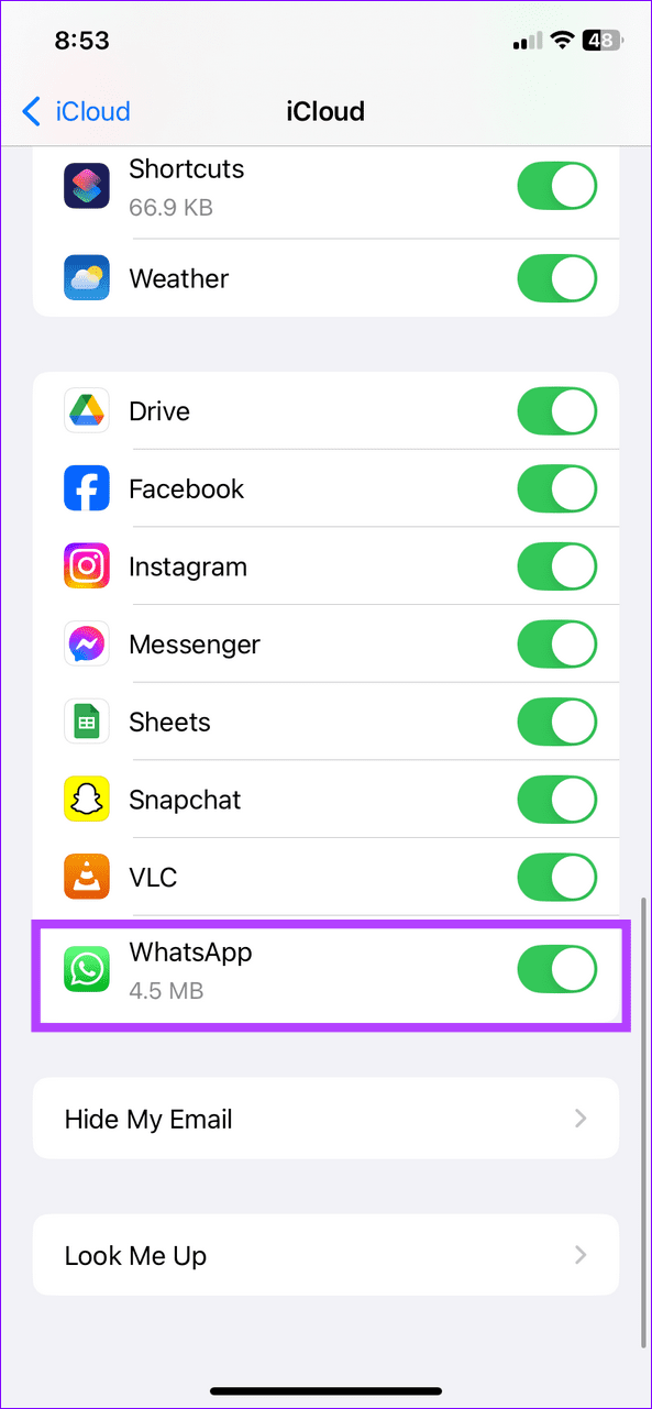 10 toggle off WhatsApp