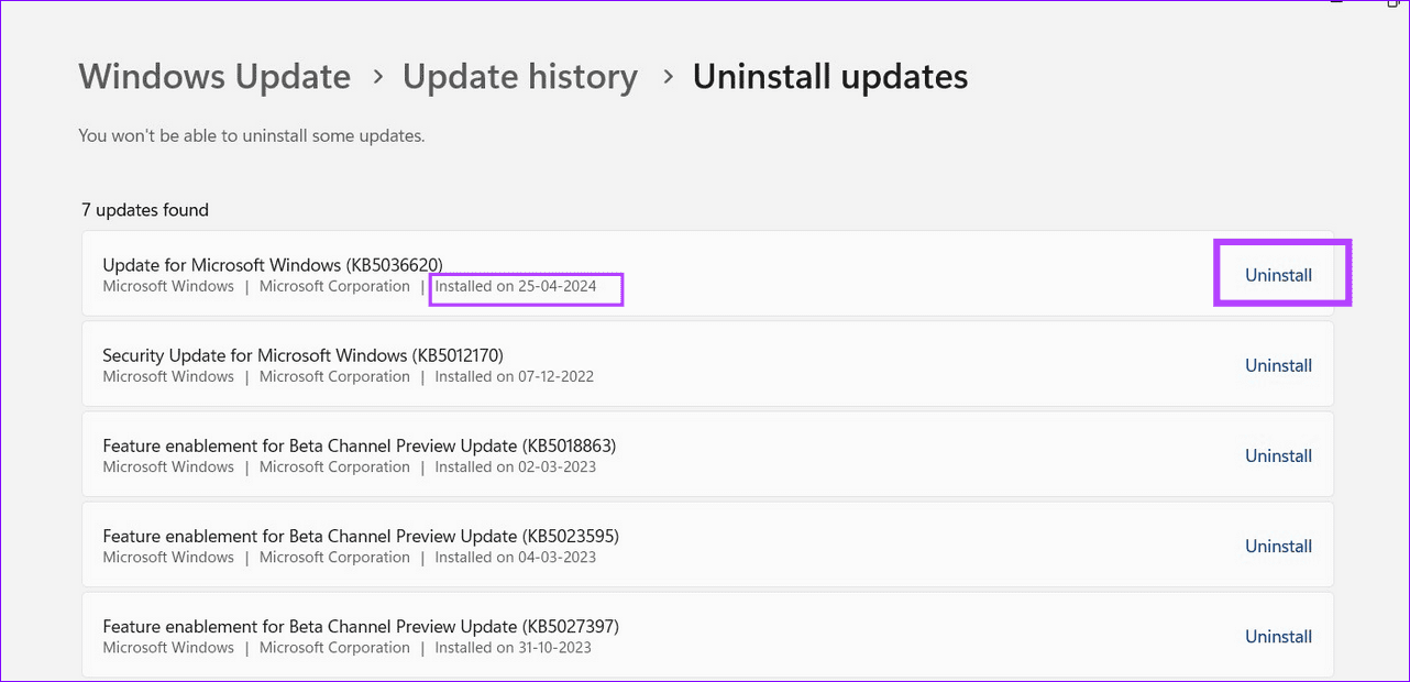 10 uninstall the recent Windows update