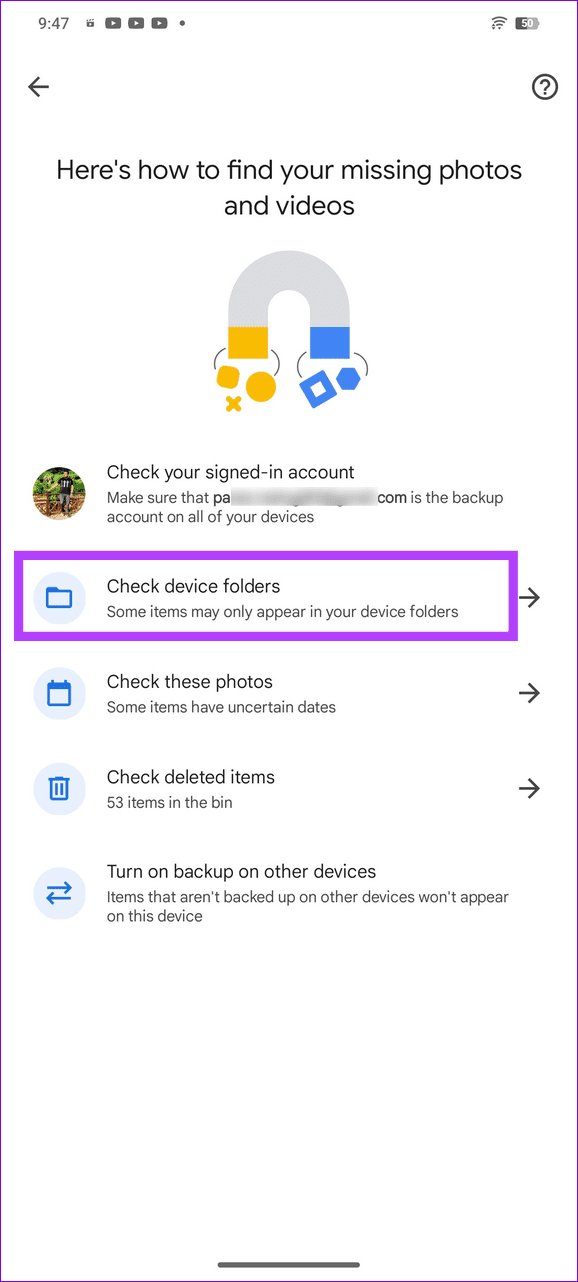 11 select check device folders