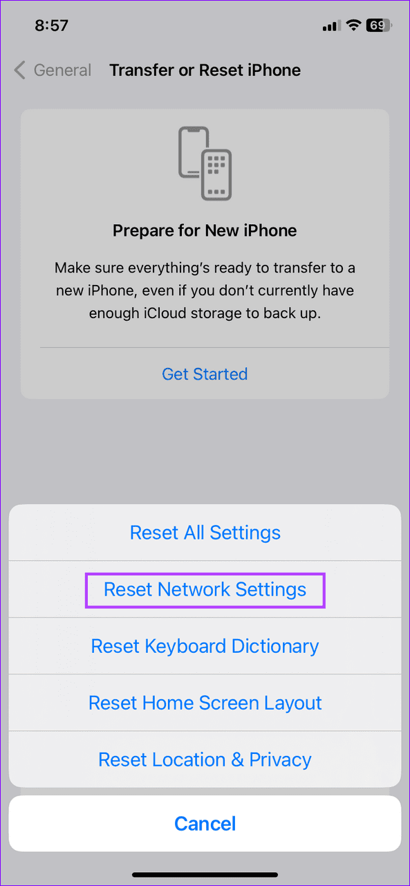 11 select reset network settings