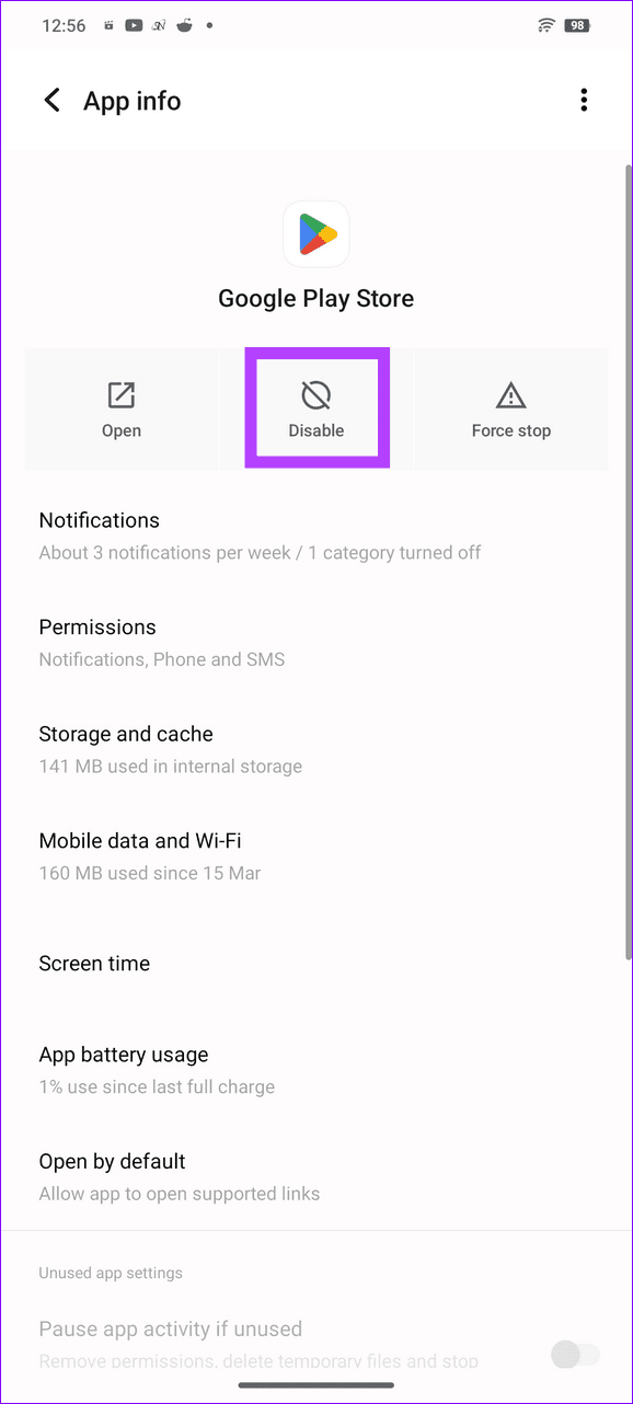 12 disable the play store