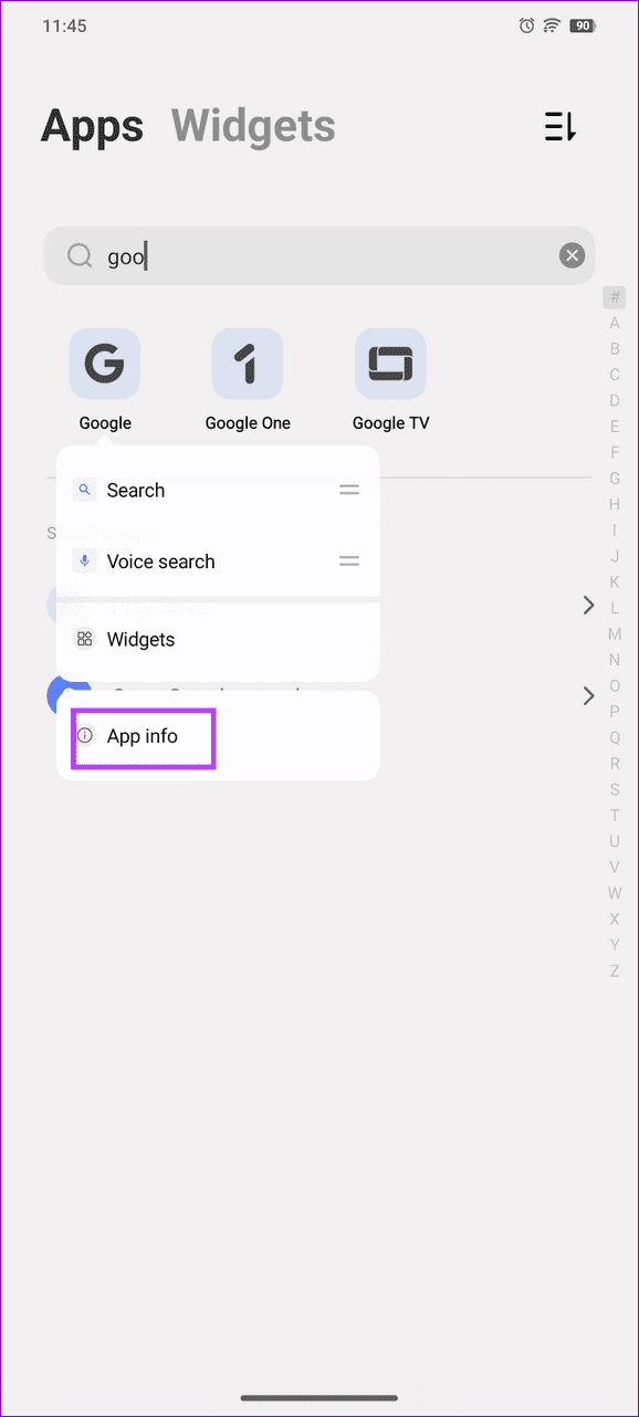 12 open Google app info