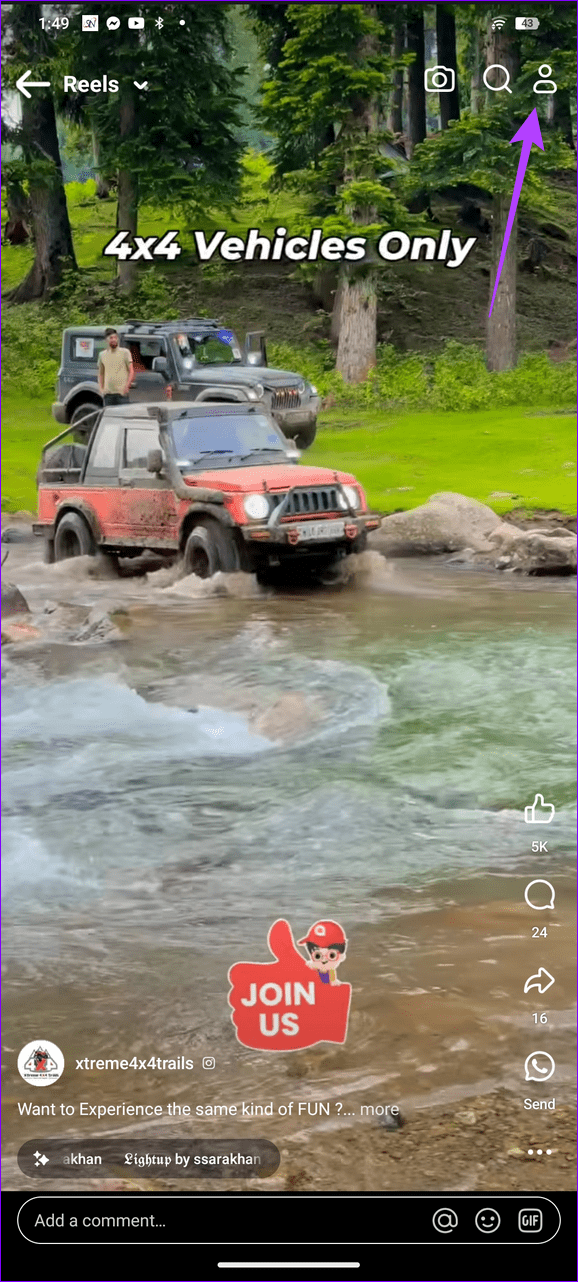 12 tap your profile icon