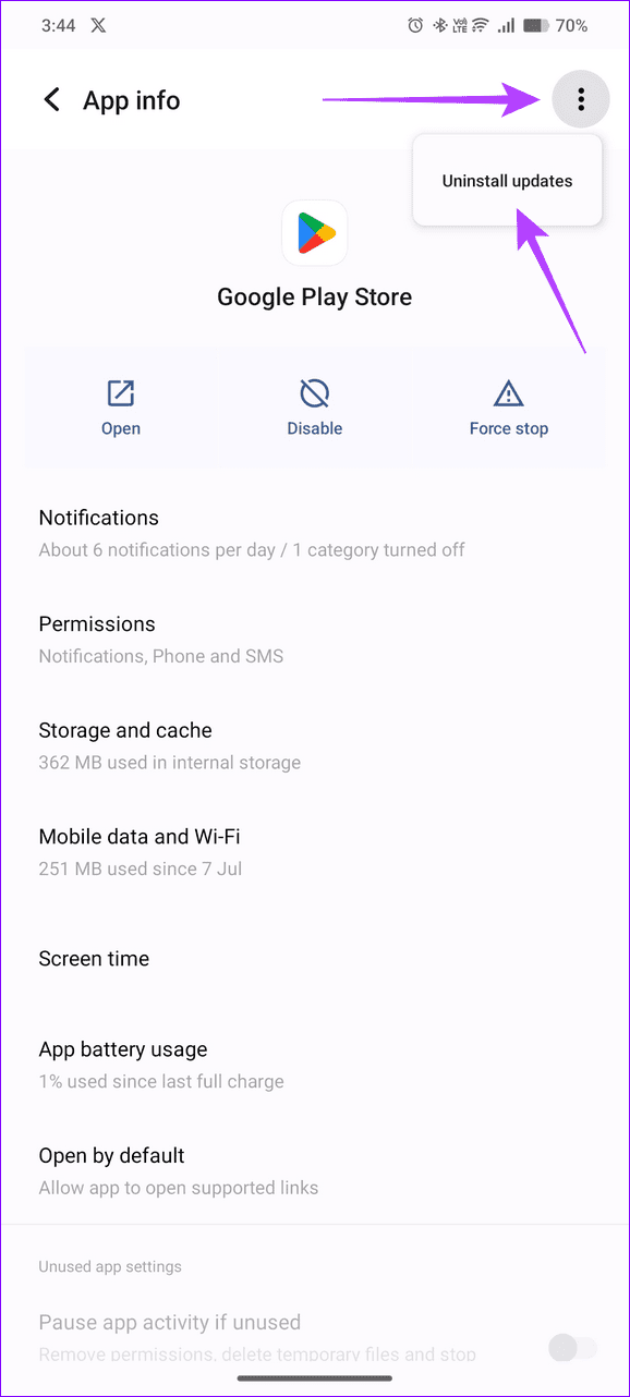 12 uninstall google play store updates