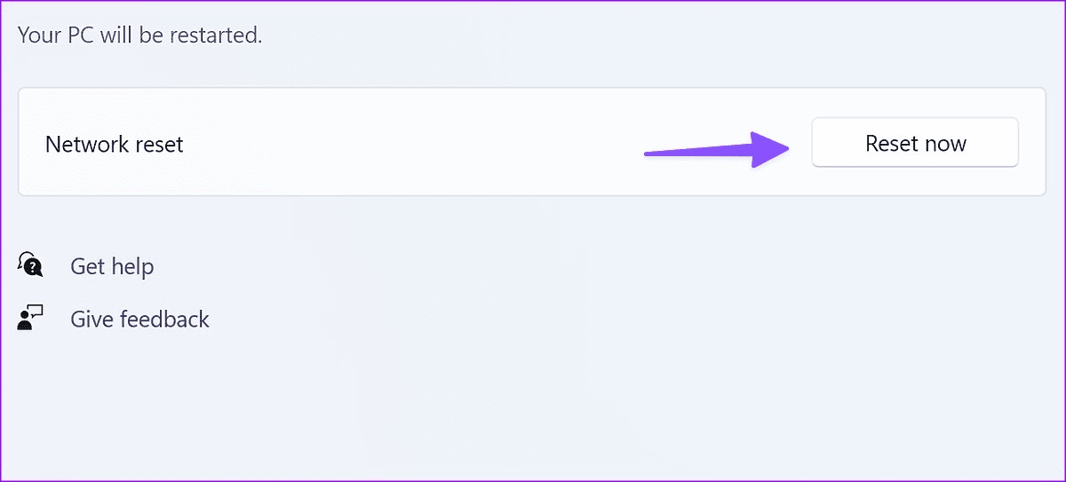13 reset the network