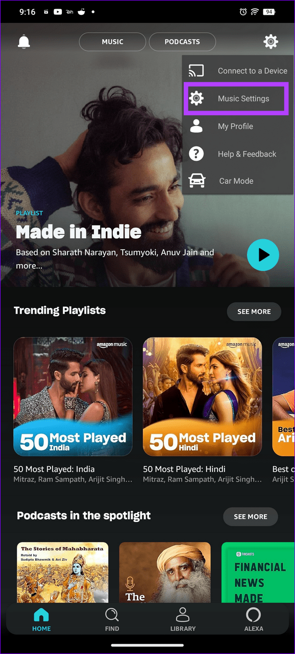 14 open Amazon music settings
