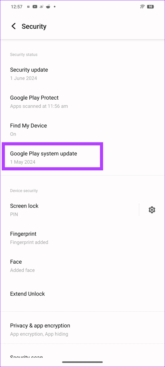 14 select Google Play System Update
