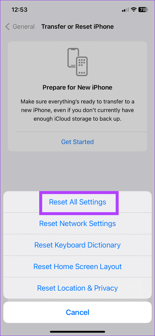 14 select reset all settings