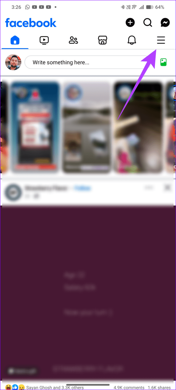 14 tap the hamburger menu in Facebook