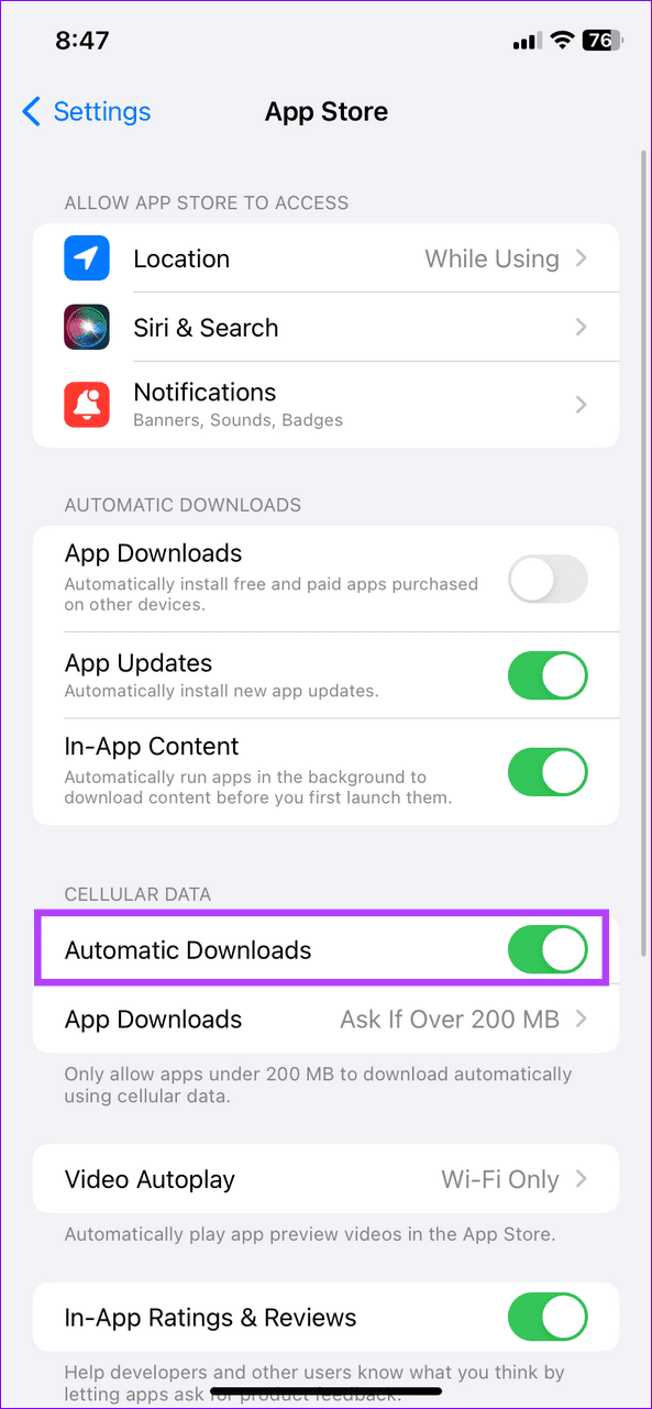 15 App Store settings