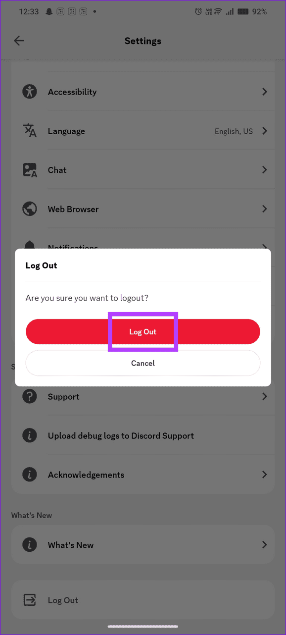 15 tap logout to confirm