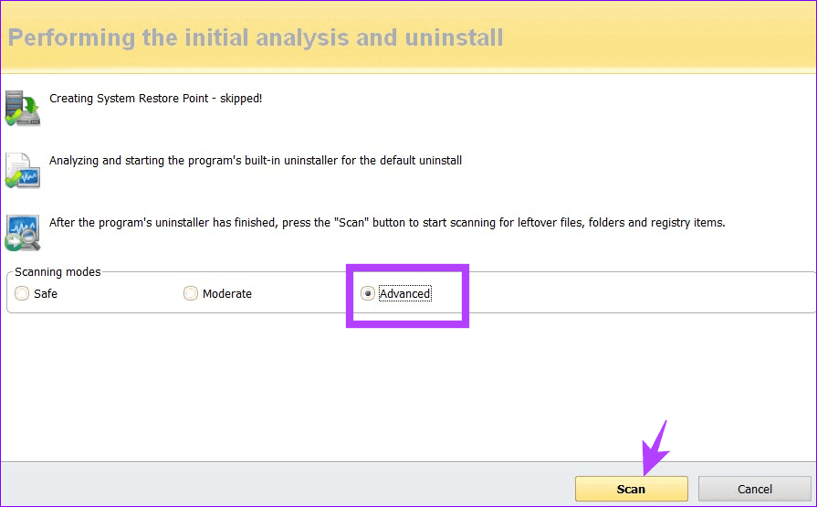 16 select Advanced and hit scan