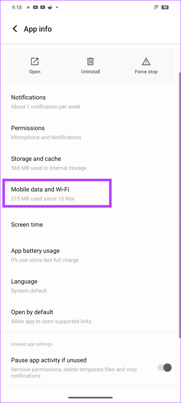 18 select mobile data and Wi Fi