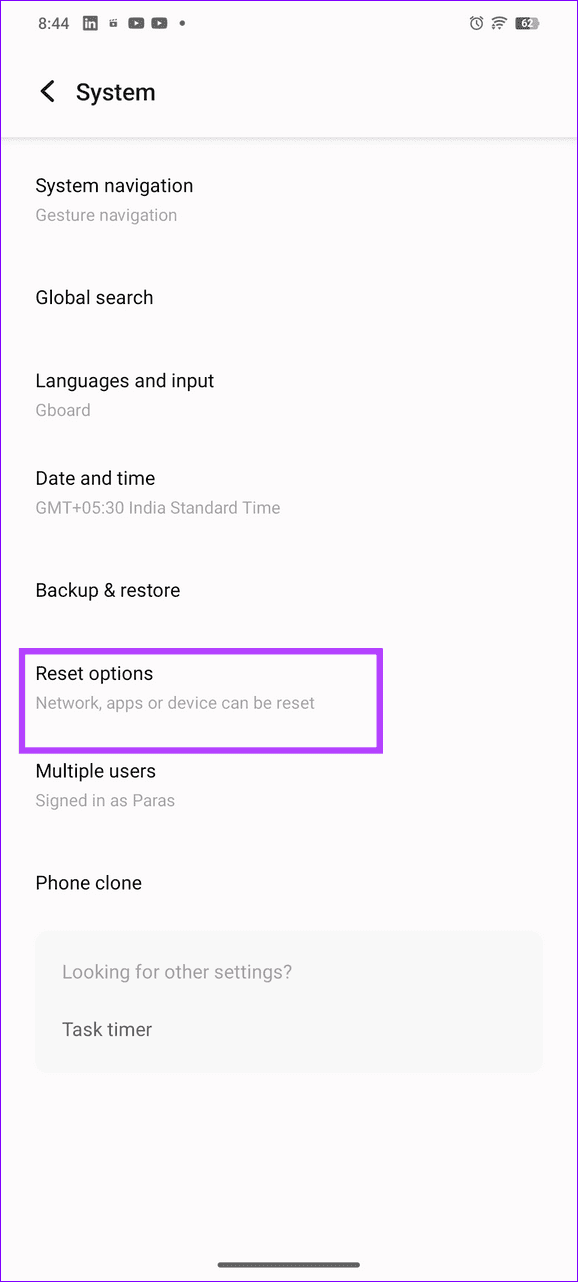 19 open reset options