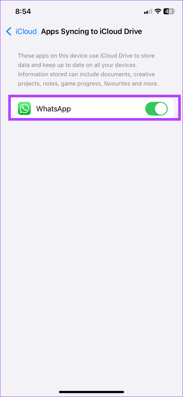 19 toggle off WhatsApp