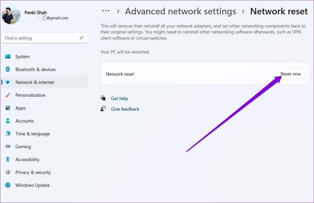 Reset Network Settings on Windows 11