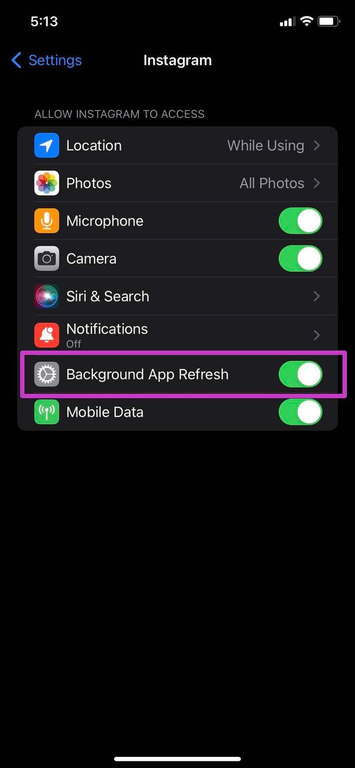 Enable background app refresh