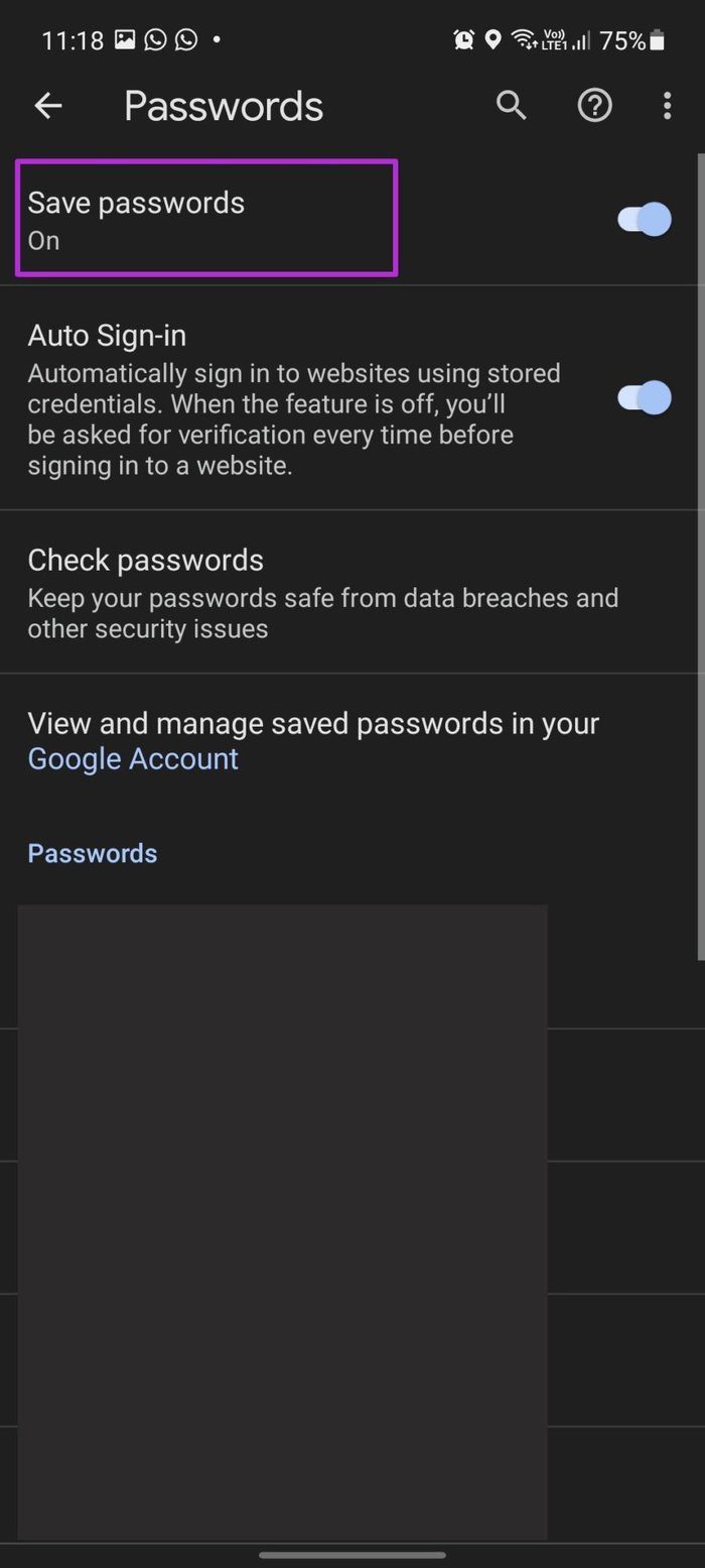 Enable save password on android