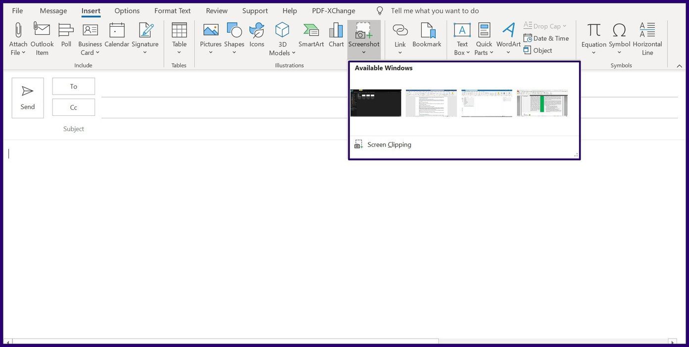 How to insert screenshots in microsoft outlook step 5