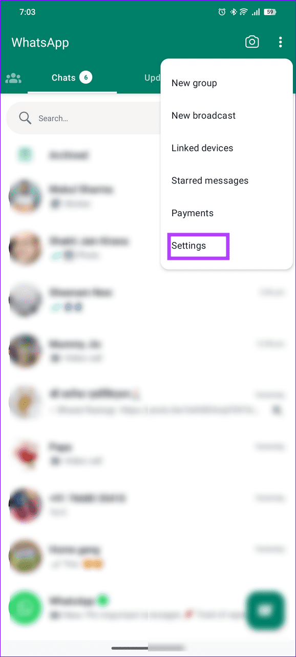 2 open WhatsApp settings