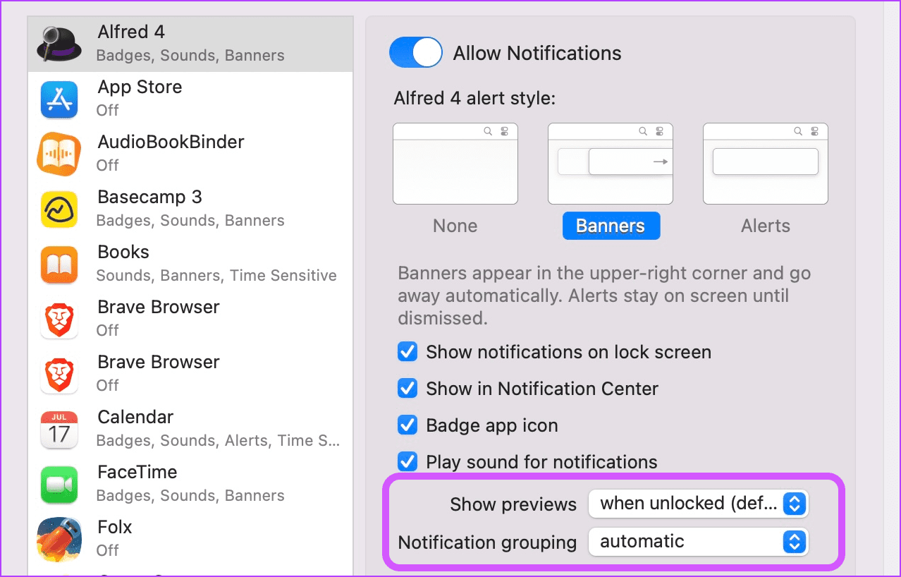 2. Setting app-specific notification preference 7