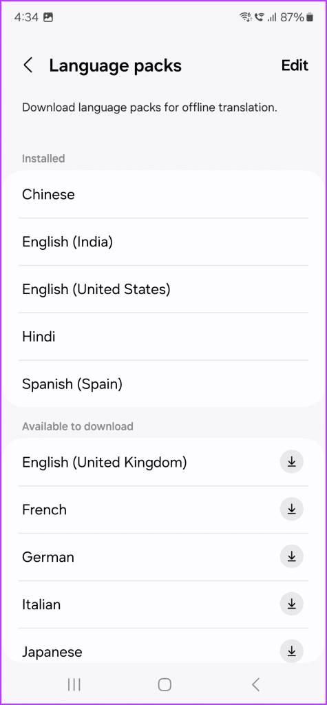 2.4 You can then download the languages you need for translation