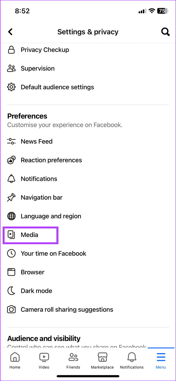22 media settings on Facebook